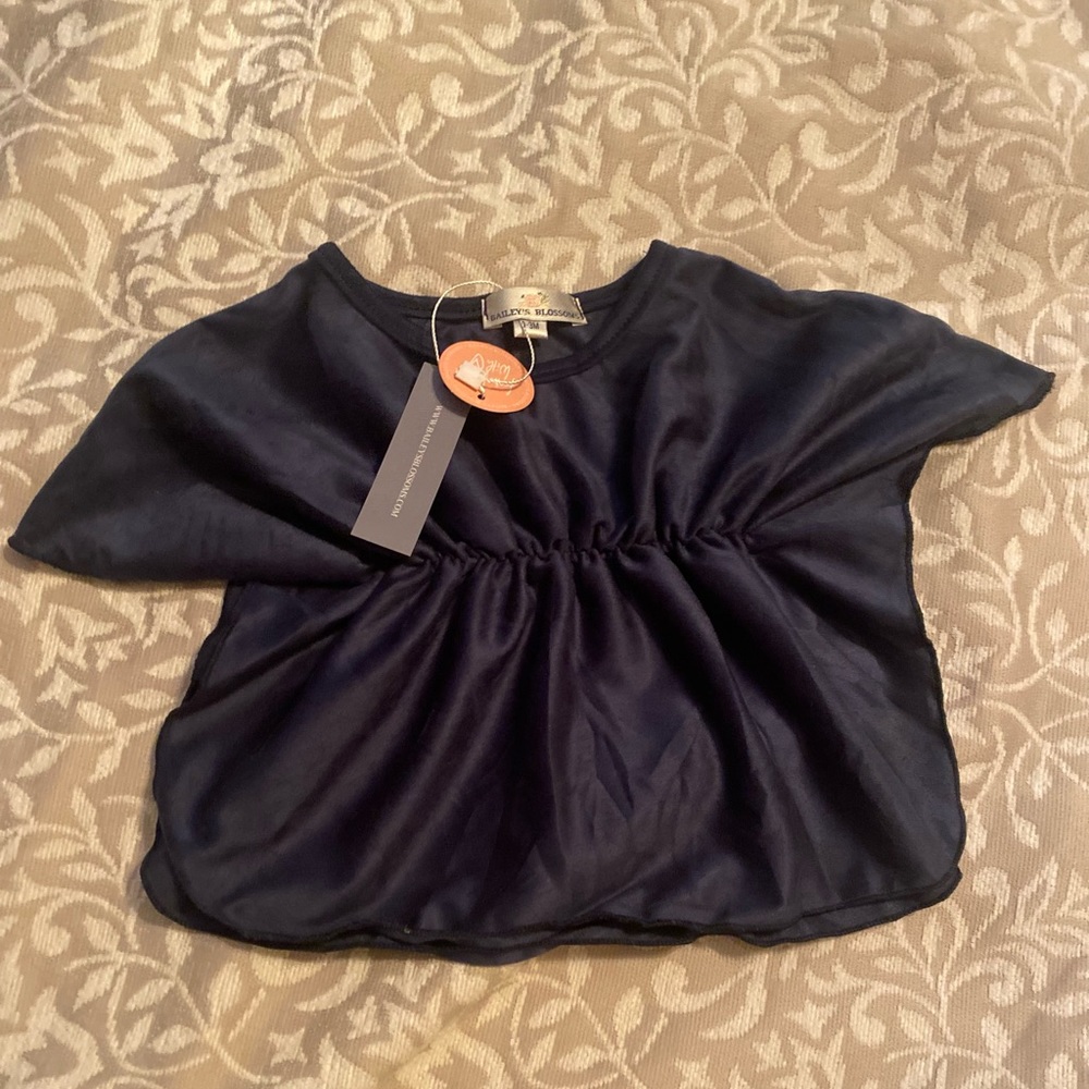 Navy blue velvet Bailey’s Blossoms blouse